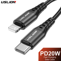 USLION 20W PD USB-C Cable For iPhone 14 13 12 11 Pro Max X XR XS Fast Charging USB C Cable For MacBook iPad Pro USB Type C Cable