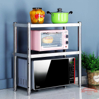 廚房放鍋置物架兩層臺面不銹鋼落地多層置桌面微波爐烤箱雜物架