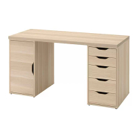 LAGKAPTEN/ALEX 書桌/工作桌, 染白色/橡木紋 白色, 140x60 公分