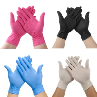 50/100pcs Disposable Nitrile Gloves Waterproof Allergy Free For Food/Work/Kitchen/Garden/Household Cleaning Gloves Pink/Black
