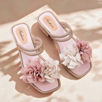 713-Giày sandal nữ đế giữa mùa hè 4 cm một mảnh hai mục đích, đẹp, dễ thương, thoải mái và không thấ