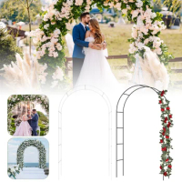 Metal Garden Arch Large Iron Plant Trellis Reusable Wedding Arch for Ceremony Multipurpose Outdoor Garden Trellis for Climbing