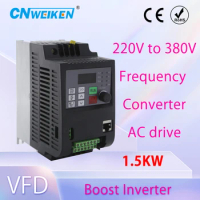 220V Single-phase Variable Frequency Drive VFD Speed Controller for 3-phase 1.5kW AC Motor Inverter Motor Drive Adjustable