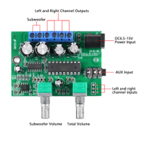 TDA1517P 2.1 Subwoofer Amplifier Audio Board 6W+6W+25W Mini Bass Amplifier HIFI Power Amplifier Board DC 6.5-15V