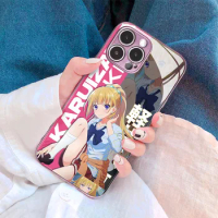 Kei Karuizawa Pink Anime Character TPU Tempered Glass Colors Phone Case for iPhone 13 12 Mini 7 8 14 15 Plus 11 14 15 Pro Max