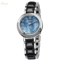 Kimio Brand Women Imitation Ceramic Watches Luxury Ladies Bracelet Quartz Watch Female Big Dial Crystal Waterproof Wristwatches