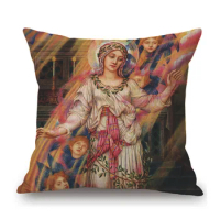 UK Evelyn De Morgan Aestheticism Oil Painting Royal Lady Myth Angel Jesus Christ Bible Story Linen Sofa Pillowcase Cushion Cover