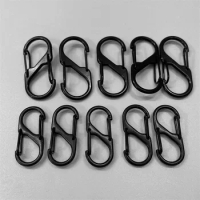 5Pcs S Type Zinc Alloy Carabiner with Lock Mini Keychain Hook Anti-Theft Outdoor Camping Backpack Buckle Key-Lock Accessories