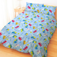 【享夢城堡】雙人床包兩用被套四件組(小汽車 出發吧!小汽車-藍)