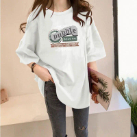 [AMYGO] 2N132 Cotton T shirt Women M-5XL Loose T shirt Women Plus Size Tshirt Woman Crop Top Summer 