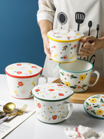 泡麵碗 陶瓷泡面碗大容量超大宿舍用學生杯帶蓋瓷碗微波爐泡方便面吃面碗