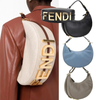 FENDI Fendigraphy [專櫃8.6萬] 金屬字母小牛皮半月包-3色可選