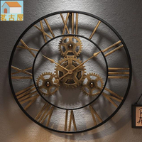 復古做舊齒輪鐘 鐵藝3D齒輪牆鐘 創意時鍾家居工業風裝飾 美式客廳 齒輪掛鐘  客廳掛鐘創意齒輪壁掛