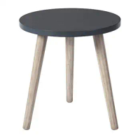Small Round Wood Accent Table Blue Circular Top End Table Elegant Design Casual Style 17"x17"x18.5" H Bamboozle Free Assembly