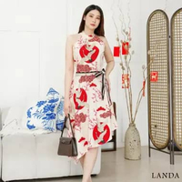 Evercloth Landa Dress Batik Choker Halter Neck Gaun Batik Couple Modern Family Set Sarimbit Terusan 