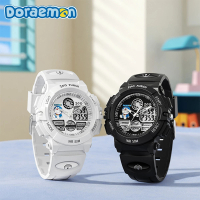 Doraemon 哆啦A夢 經典卡通 多功能防水雙顯電子錶(兒童 學生 青少年 手錶)