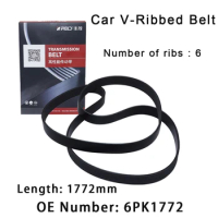 Car PK Transmission V-Ribbed Belt For MERCEDES-BENZ C-CLASS CLK E-CLASS SLK 200 230 6PK1772 0019970192 A0019970192 Accessories