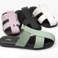 Lexy AILEEN Sandal Wanita Teplek Flat Kulit Warna Pastel Putih,38