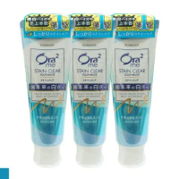 日本 Ora2 淨白無瑕牙膏 清爽薄荷(藍) 130g 3入組