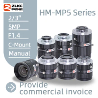 ZLKC 2/3 Inch 5Megapixel FA C Mount Lens 6mm 8mm 12mm 16mm 25mm 35mm 50mm Fixed Focal Length F1.4 Manual Iris 5MP Machine Vision
