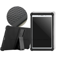 VXTRA 三星 Samsung Galaxy Tab A 8.0 全包覆矽膠防摔支架軟套 保護套(黑) T295 T290 T297