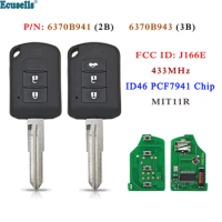 Ecusells 2/3 Button Remote Key 433MHz ID46 PCF7941 Chip for Mitsubishi Lancer Mirage Outlander ASX FCC: J166E 6370B943 /6370941