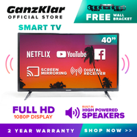 [FREE Bracket] GanzKlar 40 Inch Ultra-slim Smart HD LED TV (1080p) [4237] | Netflix &amp; Youtube|android screen-mirroring | extra-loud sound | WIFI LAN|2 Year warranty (black) | flatscreen tv LED 40 smart tv 40 tv sale flatscreen tv