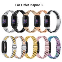 Stainless Steel Strap for Fitbit inspire 3 Smart Bracelet band Three-bead metal belt for fitbit insp