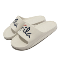 Fila 拖鞋 Sleek Slide 2 米白 藍 男鞋 女鞋 防水 止滑 一片拖 草寫Logo 一體式設計 4S326W113