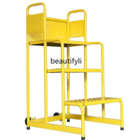 yj Ascending Dispatch Trolley Supermarket Climbing Ladder Movable Platform Ladder Tally Pick up Freight Ladder with Wheels