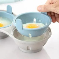 New Creative Egg Poacher Pans Double Cup Draining Egg Boiler Suitable Steam Microwave Oven Food Grade Kitchen Cooking Tools