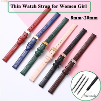 適用於纖細女士錶帶 頭層真皮錶帶 竹節紋路手錶錶帶 奢華女士腕帶手鍊 帶金針扣 8mm-20mm