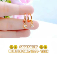Anting Gantung Kristal Gold 24K Terbuat Dari Koin Asli Lapis Emas Anti Karat
