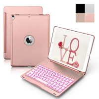 For iPad Pro 10.5 2017 Ultra Thin Smart Aluminum Bluetooth Russian/Spanish/Hebrew Keyboard Case Cover With 7 Colors LED Backlit