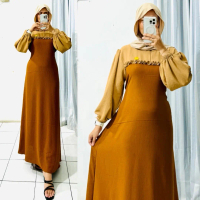 MALAYA DRESS  Gamis Cringkel Airflow free bross Flowy Karet Muslim Nyaman Panjang Wudhu Crinkle Maxi