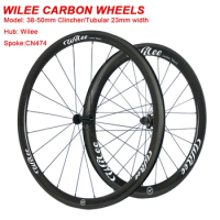 WILEE 700C Front 38mm Rear 50mm Tubular Clincher carbon Wheelset Racing Bicycle Road Bike Carbon Wheels