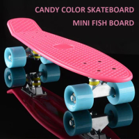 Kids Children 56*15cm Colorful Candy Fish Board Scooter Skateboard Retro Penny Board Flash Wheel Truck Bearings Mini Skate Board