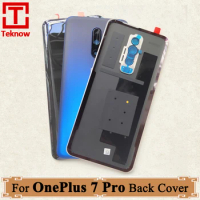Original For Oneplus 7 Pro 7pro Glass Back Battery Cover Rear Door Housing Panel Case Replace With Camera Len with Adhesive
