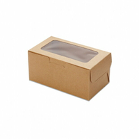 【G02】開窗馬芬盒2格 外帶盒 瑪芬盒 蛋糕盒 牛皮紙盒 開窗盒、杯子蛋糕盒 無手提 牛軋糖盒 布丁盒 奶酪盒 開窗蛋塔盒 含底托  平面盒 白色紙盒