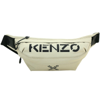 KENZO Sport 交叉字母印花尼龍斜肩背/腰包(卡其綠)