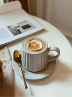 咖啡杯碟套裝歐式小奢華咖啡杯碟套裝復古茶具日式簡約粗陶瓷掛耳拉花咖啡杯  【麥田印象】