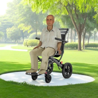 Transport Wheelchair Lightweight Foldable, with Hand Brake - Trolleys, Folding Transport Wheelchair Ultralight Portable Travel