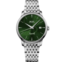 【MIDO 美度 官方授權】BARONCELLI 永恆 超薄復刻機械錶-綠/39mm(M0274071109100)