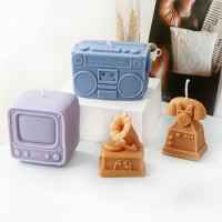 3D Home Color TV Candle Mold Silicon-TV,Recorder,Gramophone,Telephone Shape Tool DIY Cute Soywax Home Mold Plaster Stylish Decor