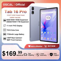 OSCAL Blackview Tab 16 Pro Tablet PC T616 Octa Core 11'' FHD+ Display 24GB(8+16) RAM 256GB ROM 7700mAh 4G Android 14 Tablets