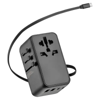【太星電工】氮化鎵PD65W旅行用插座/TypeC線+4USB-2A2C(萬國極速旅充-自帶快充線)