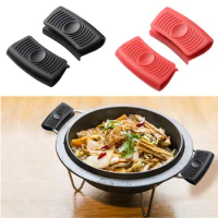 2pcs Anti-Scald Pan Clip Handle Cover for Frying Cast Iron Skillet Pan Heat Resistant Pot Clip Holder Sleeve Anti-slip Clip Ear