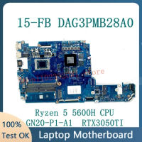 High Quality Mainboard DAG3PMB28A0 With Ryzen 5 5600H CPU For HP 15-FB Laptop Motherboard GN20-P1-A1 RTX3050TI 100% Working Well