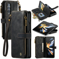 Busniess Zipper Wallet Case For Samsung Z Fold 5 4 3 phone case For samsung S23 Ultra S22 Plus S21 FE S20 12 A13 A53 A54 5g case