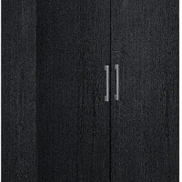 2 Door Wardrobe with Adjustable/Removable Shelves &amp; Hanging Rod, Black